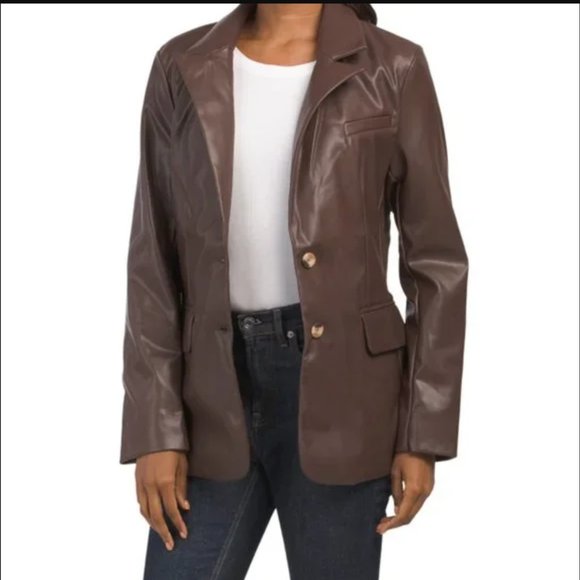 Stoosh Jackets & Blazers - NWT Brown over-sized pleather blazer